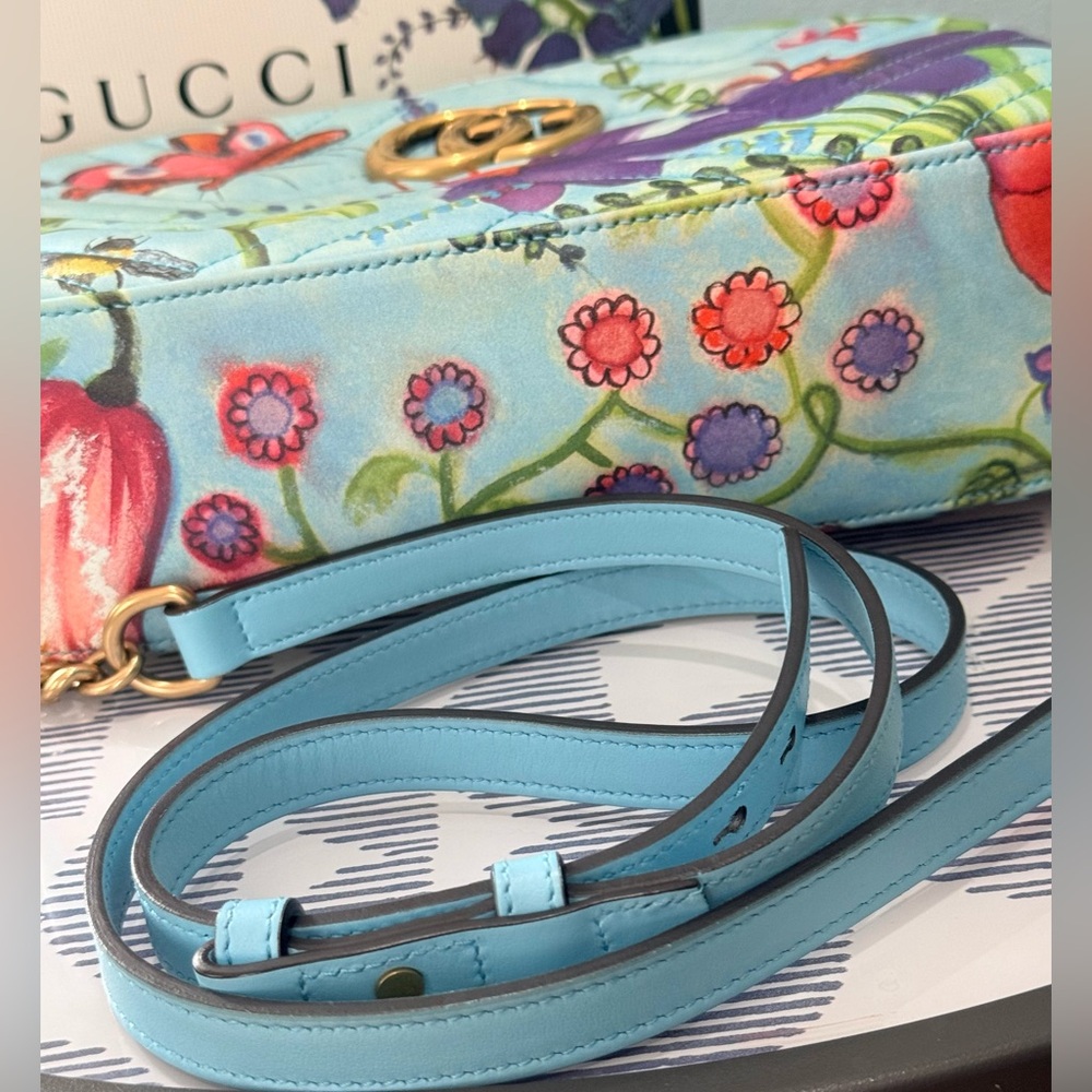 Gucci x Unskilled Worker GG Marmont Matelasse Calfskin Flora Crossbody - Picture 7 of 15